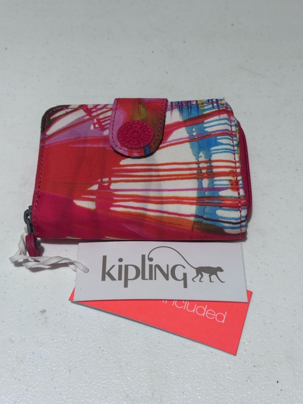 Kipling beach print tie dye wallet nwt